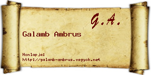 Galamb Ambrus névjegykártya